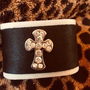 Black leather cuff bracelet